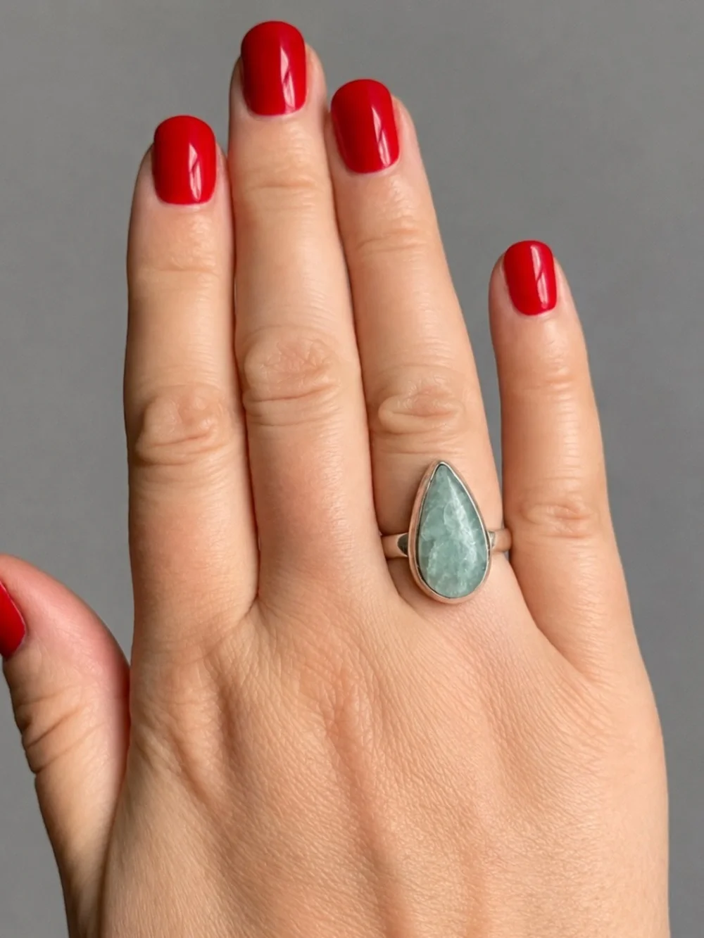 Aquamarine Sterling Silver Ring 925 Size 8